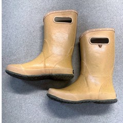 Bogs K Rainey Glitter Rain Boots Kids Size 4 Tan Gold Waterproof Pull On Handles