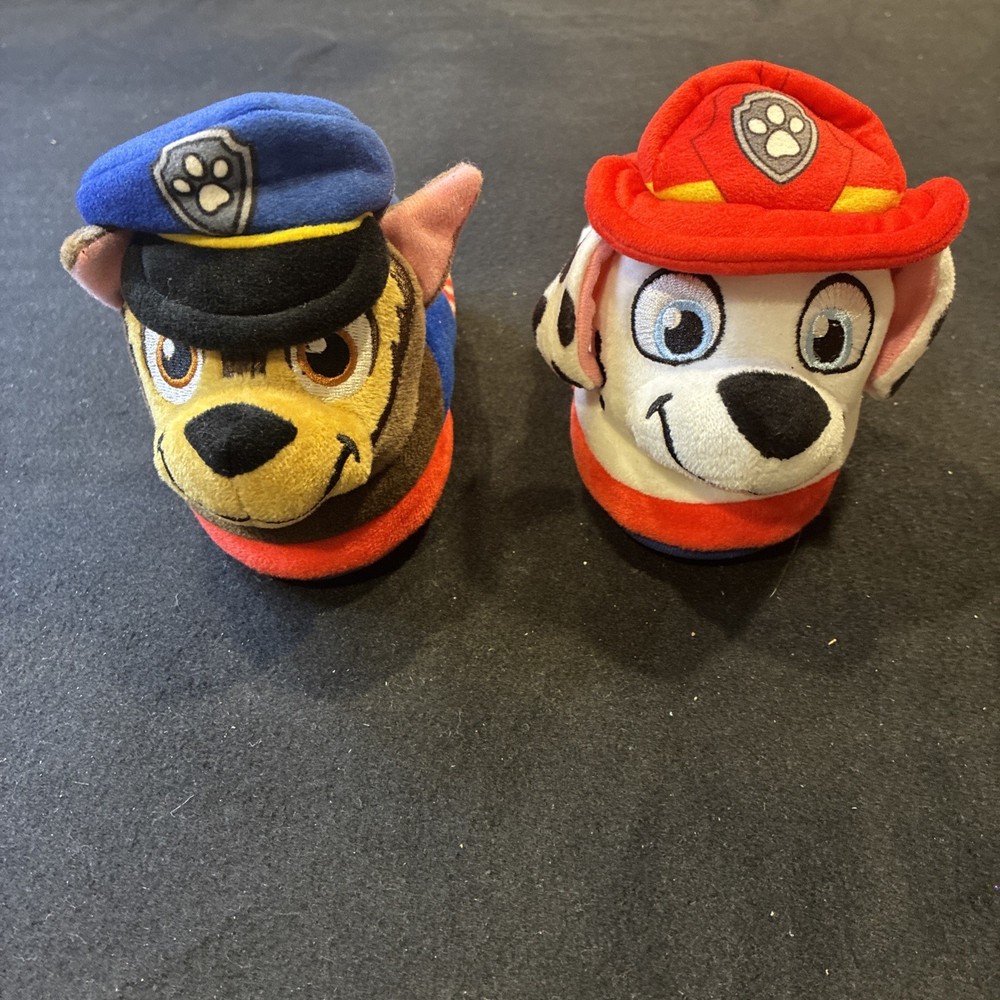 Children’s Paw Patrol Chase & Marshall Character Slippers Size 5-6 House Shoes