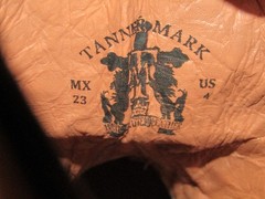 Tanner Mark Brown & White Leather Square Toe Cowboy Boots Youth Size 4 Mex 23