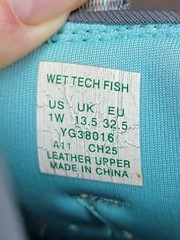 Sperry Top-sider Wet Tech Fish Leather Sport Sandals Big Kids Size 1W Gray Blue