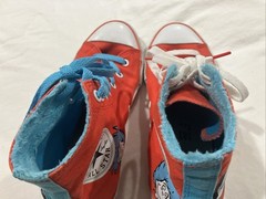 Red Converse All Star Hi Top Sneakers Dr Seuss Thing 1 & Thing 2 Size 5 Junior