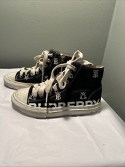 Burberry Kids Mini Larkhall Teddy Bear Monogram Black High-Top Sneakers 13 RARE