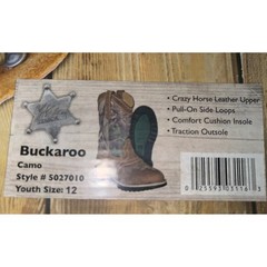Itasca Buckaroo Boots Youth Size 12 Brown Camo New With Tags 5027010