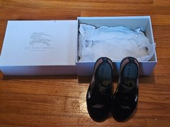BURBERRY Markham Check Grip-Strap Sneaker N7022 Kids Size 31