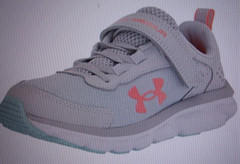 Under Armour Assert 9 Grade School Kids‘ Running Shoes Gray/White Size 5 $55