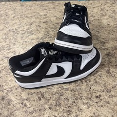 Nike Dunk Low Retro Black White Leather Sneakers Shoes CW1590-100 Size 4y