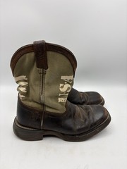 Durango Lil Rebel Boots Kids Size 3 M Brown Green Leather Army Cowboy Western