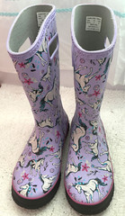 Bogs Rain Boots Big Kids Sz 4 Purple Multi Unicorn Awesome Waterproof Pull On