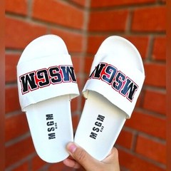 MSGM Kids‘ Logo-print Slides In White Unisex
