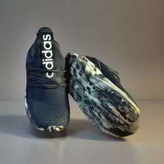 adidas Lite Racer Adapt Kids Black Camouflage Mesh Sneakers 10k Breathable