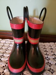Western Fire Dept. Chief Kids Rubber Rain Boots Pull On Handles Size 6 Rescue