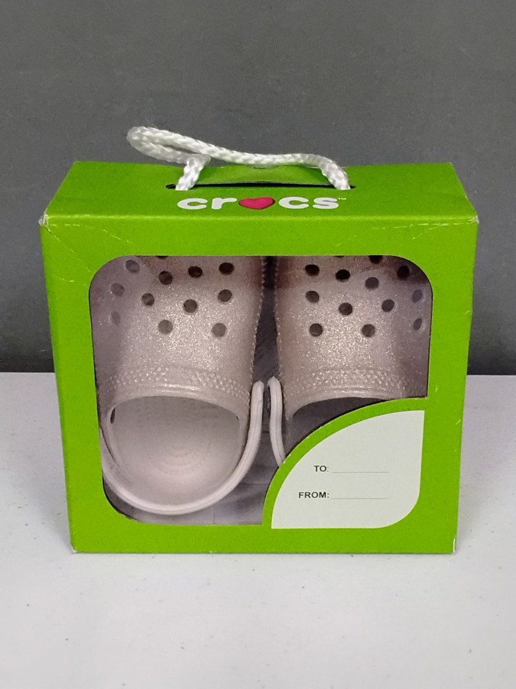 New! Crocs Toddlers Unisex Classic Little Glitter Clog Champagne Size C2 C3