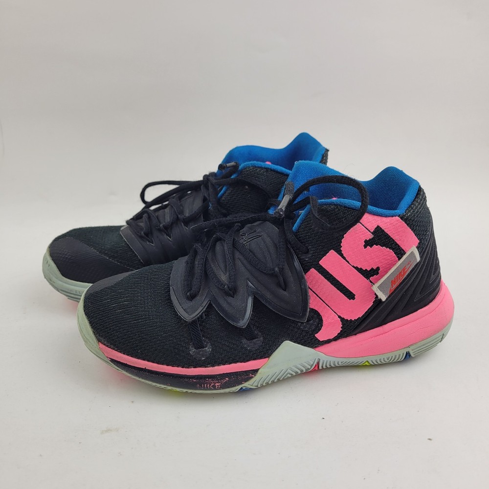 Nike Kyrie 5 Just Do It Youth Athletic Shoes Size Kid 1Y (AQ2458-003) Black Pink