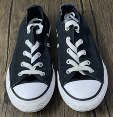 Converse All Star Black Skater JUNIOR SIZE 1 Shoes ~ DOUBLE TONGUE