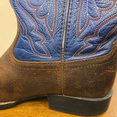 Ariat Brown Blue Leather Square Toe Cowboy Boots Size 2.5 Farmer Stylish Red