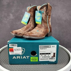 Ariat Boots Kids Size 10 Brown Bright Eyes II Western Zip 4LR Leather Riding