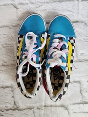 VANS OLD SKOOL Kids Unisex Multicolor Checker Suede Sneakers Shoes Size 3