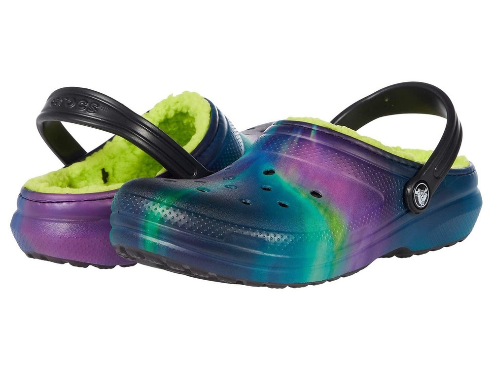 Crocs Kids‘ Classic Tie Dye Lined Clog | Kids‘ Slippers, Northern Lights, KIDS