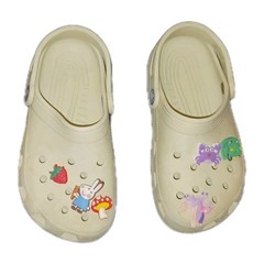 Crocs Clog Unisex Cream with Charms Classic Comfort SlipOn Shoe Outdoor Size 1