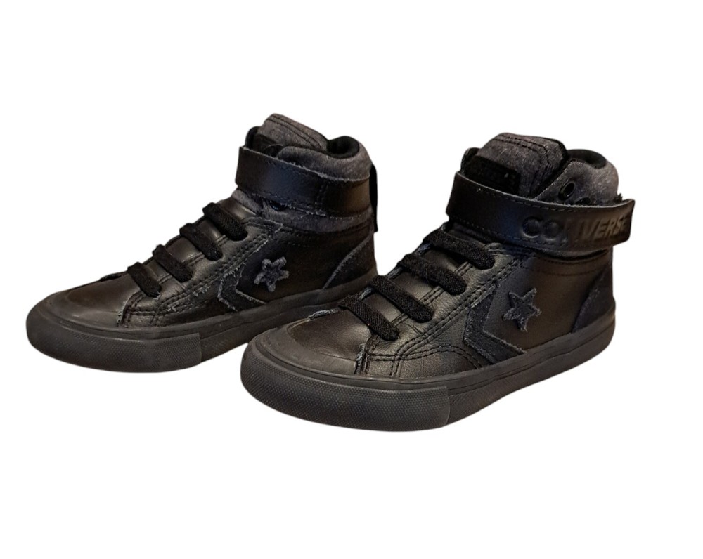 Converse Pro Blaze Strap Youth Trainers Hi Top Black Leather Sneakers Sz 11 Kids