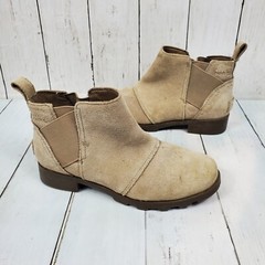 Sorel Youth Emilie II Taupe Suede Waterproof Chelsea Boot Size 2 NY1941-240