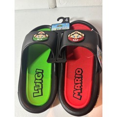 Kids Nintendo Super Mario Luigi Mario Pillow Slide Sandals Black Size 4 NEW
