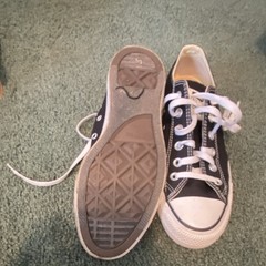 Converse All Star OX Black Canvas Unisex Kids Sneakers US Size 6 MPN M9166