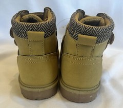 Tobfis Kids Waterproof Work Boots Size 8 Tan Double Hook & Loop Strap Closures