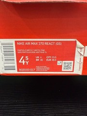 Nike Air Max 270 React GS Particle Grey/Arctic Pink Youth Size 4.5/6W Brand New