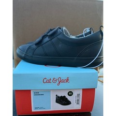 Cat & Jack Dino Sneakers Kids Black Hook and Loop Low Top Shoes Size 11 NEW