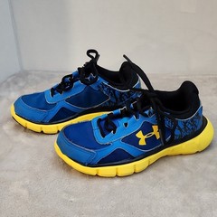 Under Armour Unisex Kids Low Top Lace Up Sneakers Blue Yellow Black US 11K