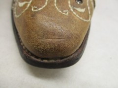 Kids Brown Leather Black Sparkle Inlay Embroidered Cowboy Boots Size 20 MEX