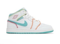NEW Jordan 1 Mid SE Multi Knit Easter Bracelet Retro RARE DM6218-100 Size 6