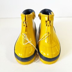 Boys Girls Yellow Zipper Front Rain Boots Unisex Kids Sz 6 Navy Blue Lined NEW