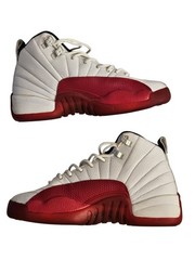 AIR JORDAN 12 RETRO GS – WHITE/BLACK/VARSITY RED – SZ 5Y 153265- 116