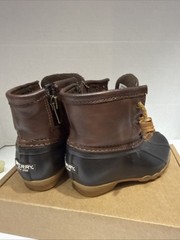 Sperry Top Sider Saltwater Kids Size 6M Duck Rain Boots Tan/Navy CG55362A
