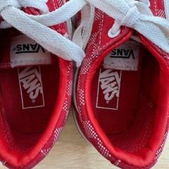 Vans Ward Checker Dot Sneakers Kids Red Canvas Lace-Up Low Top Comfort – 2