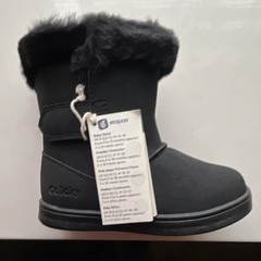 Colloky Unisex Kids Black Faux Fur Bootie US 10 EU 27 Ankle Winter Flat