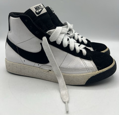 Nike Blazer Mid Black White High Top Sneakers Youth Size 6Y Leather Shoes