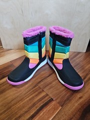 NEW Merrell Alpine Puffer Waterproof Backpacking Snow Boot, Rainbow Multi, 4 US
