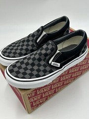 Vans Classic Slip On Sneaker Checkerboard Black Pewter Shoes Kids Size 2.5 New