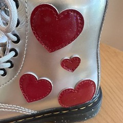 Dr Martens Kids 1460 Silver Heart Boots Size 11 Lace Up Combat Shoes EUC