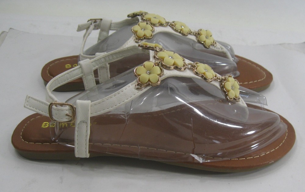 BAMBOO Summer WHITE FLOWER Back Strap Cute Shoes Sandals GIRL Size 12