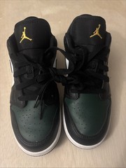 Air Jordan 1 Low (GS) Noble Green Toe Boys Size 4.5Y White Black