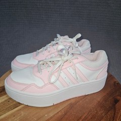 Adidas Hoops 3.0 Low Platform Sneakers Unisex Kids Pink White Lace Up