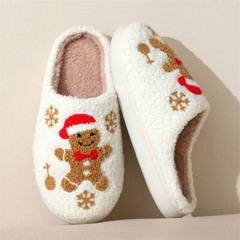Christmas Snowflake Gingerbread Slippers Winter Indoor Non-slip Floor Bedroom Fu