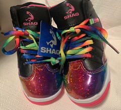 8M Unique**Rare*SHAQ Athletic Hi-Top Basketball Shoes Sneakers RAINBOW Toddlers
