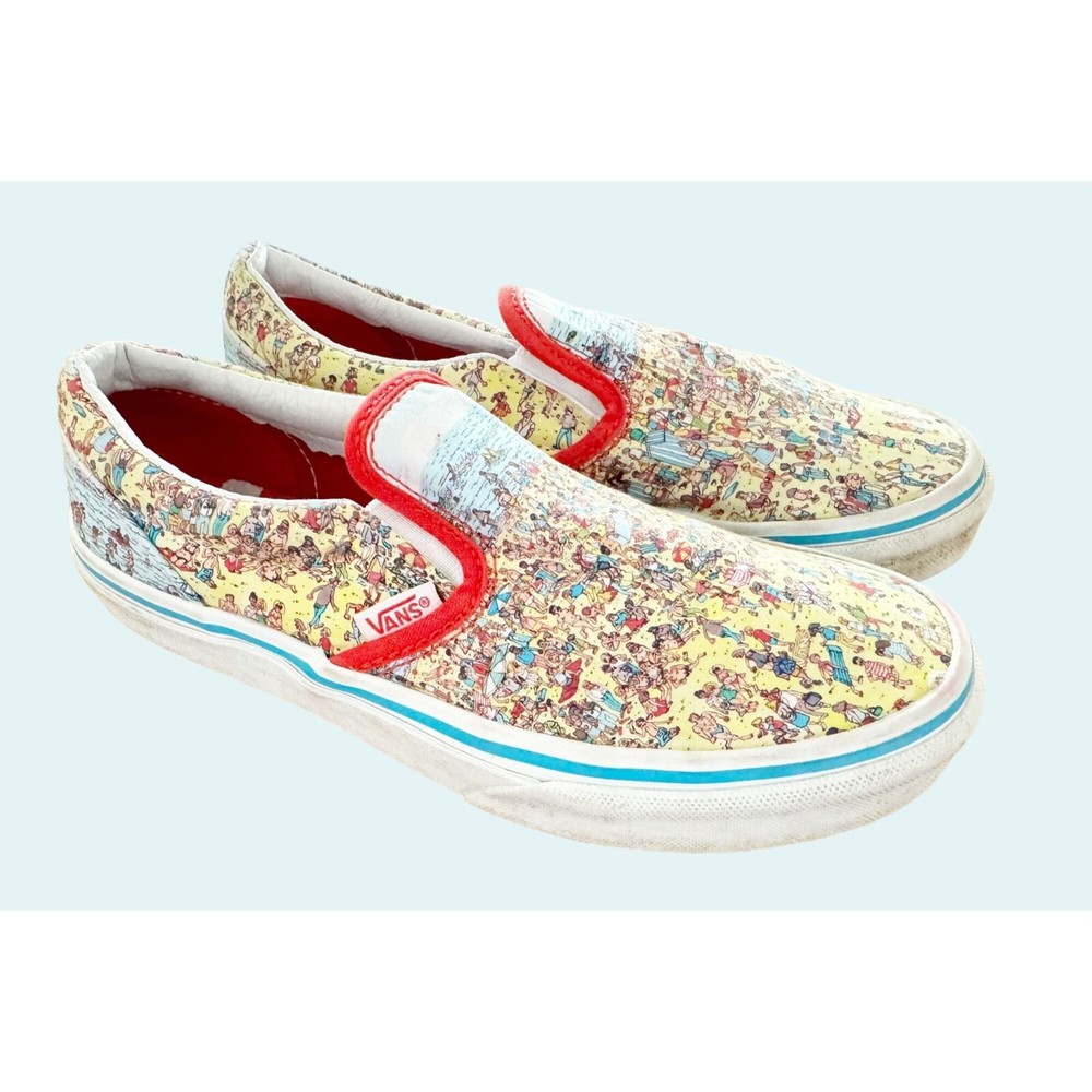 VANS x Where’s Waldo Youth Kids Classic Canvas Slip On Sneaker Shoe Sz 3