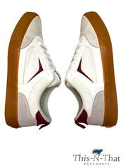 Airwalk Skate Shoes Size 6 White Beige Red Accents Gum Bottom Big Kids Shoes
