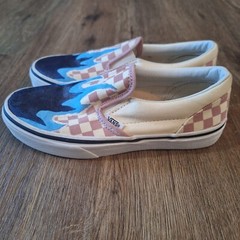 Youth Vans Light Pink/white Checkered Canvas Slip On Sneakers Size 3.5 TubAG